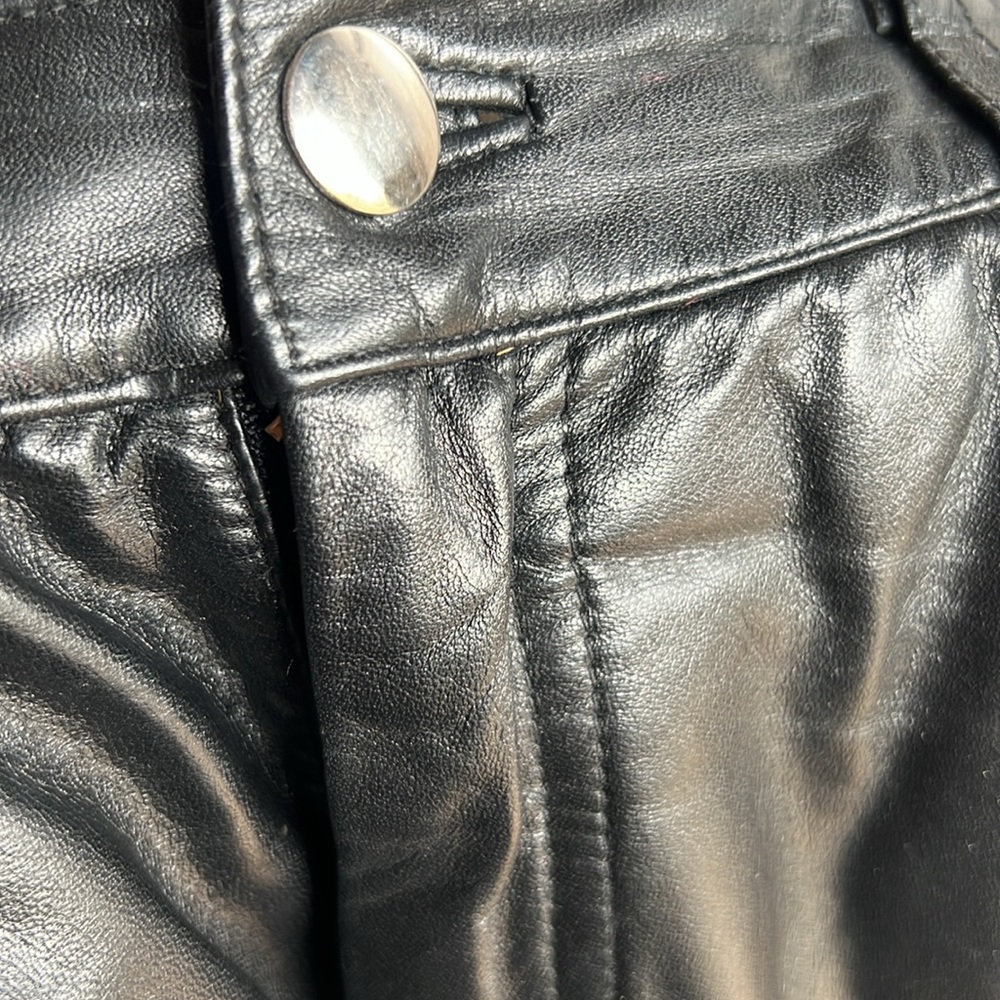 Black Faux Leather High-Rise Straight Leg Pants - Picture 5 of 9
